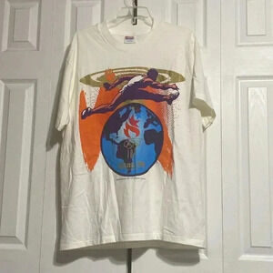 Hanes heavy weight vintage adult cream Olympics Atlanta 1996 tee shirt top